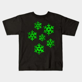 Watercolor Snowflakes (Green) Kids T-Shirt